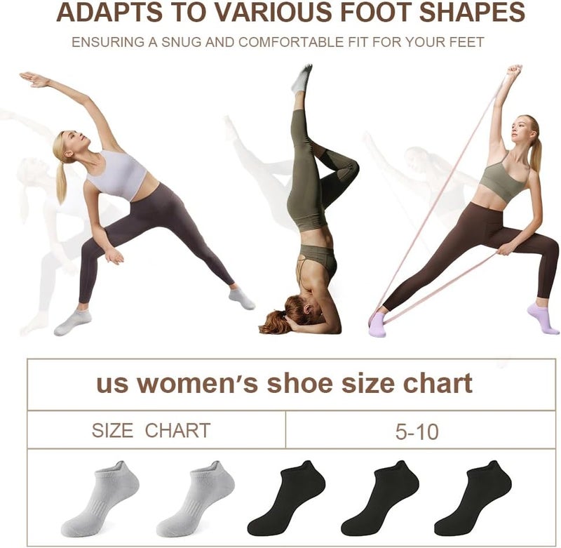 kepiibi 5 Pairs Pilates Socks with Grips for Women Non Slip Grip Yoga Crew Socks for Barre Hospital Barefoot Workout - Image 5